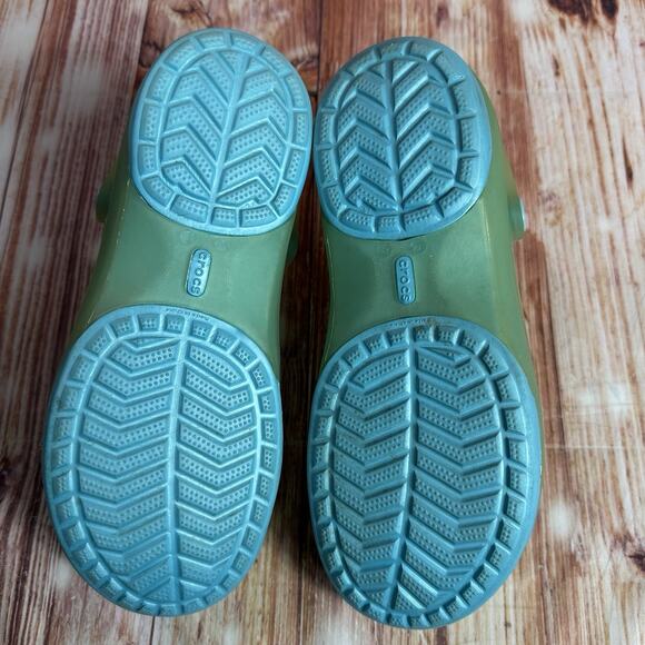 Crocs CARLIE Size 8 Blue Green Mary Jane Sandals Clogs Slide Closed Toe Shoes - Picture 8 of 12